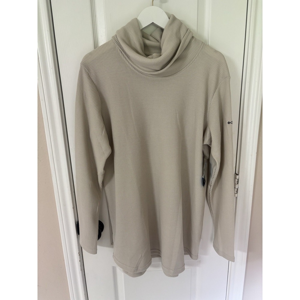 Columbia Holly Hideaway Waffle CowlNeck Pullover Dark Stone Women XL Long Sleeve